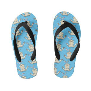 Cute bunny rabbit cartoon illustration kid's thongs