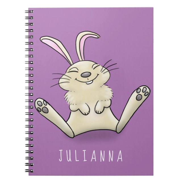 Cute bunny rabbit cartoon illustration notebook (Front)