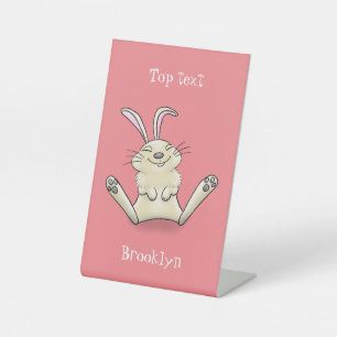Cute bunny rabbit cartoon illustration pedestal sign
