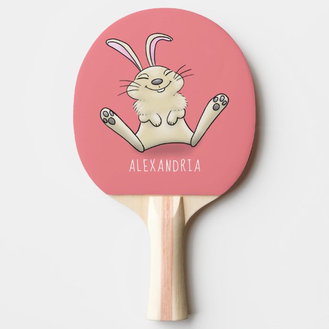 Cute bunny rabbit cartoon illustration ping pong paddle (Front)