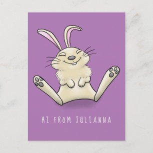 Cute bunny rabbit cartoon illustration postcard