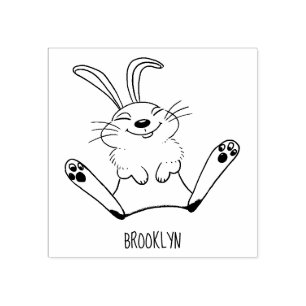 Cute bunny rabbit cartoon illustration rubber stamp