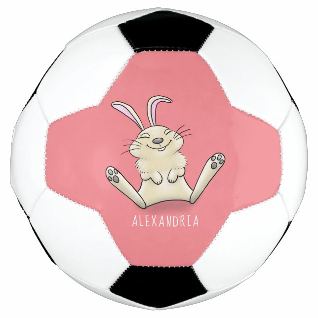 Cute bunny rabbit cartoon illustration soccer ball (Front)