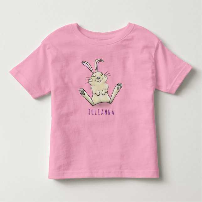 Cute bunny rabbit cartoon illustration toddler T-Shirt (Front)