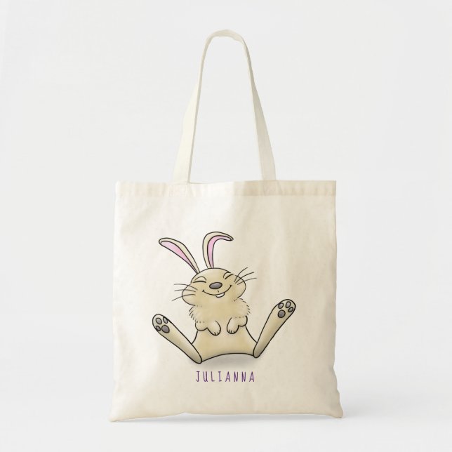 Cute bunny rabbit cartoon illustration tote bag (Front)