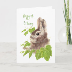 Cute Bunny Rabbit Child's 11th Birthday Animal Card