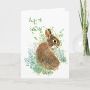 Cute Bunny Rabbit Child's 9th Birthday Animal Card