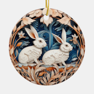 Cute Bunny Rabbit Christmas Personalised  Ceramic Ornament