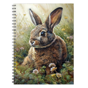 Cute Bunny Rabbit Clover Painting Notebook