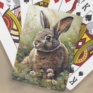 Cute Bunny Rabbit Clover Painting Playing Cards