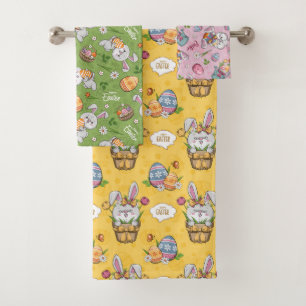 Cute Bunny Rabbit Easter Bath Towel Set