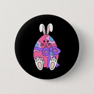 Cute Bunny Rabbit Egg Floral Girls Happy Easter Da 6 Cm Round Badge