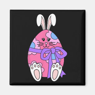 Cute Bunny Rabbit Egg Floral Girls Happy Easter Da Magnet