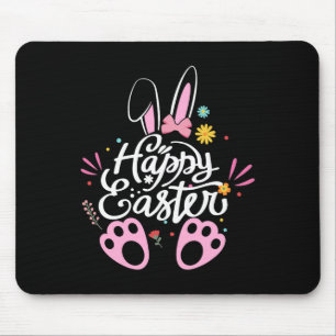 Cute Bunny Rabbit Egg Happy Easter Day 2024 Women  Mouse Pad