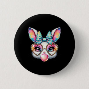 Cute Bunny Rabbit Face Coquette Bow Easter Day Gir 6 Cm Round Badge