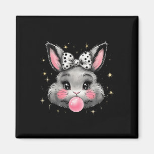 Cute Bunny Rabbit Face Coquette Bow Easter Day Gir Magnet
