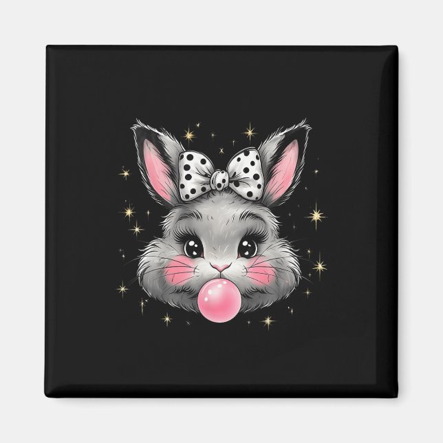 Cute Bunny Rabbit Face Coquette Bow Easter Day Gir Magnet (Front)