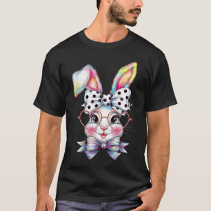 Cute Bunny Rabbit Face Coquette Bow Easter Day Gir T-Shirt