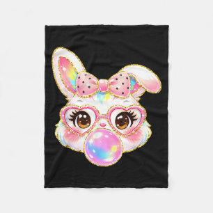 Cute Bunny Rabbit Face For Women Girls Kids Teens Fleece Blanket