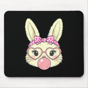 Cute Bunny Rabbit Face For Women Girls Kids Teens Mouse Pad