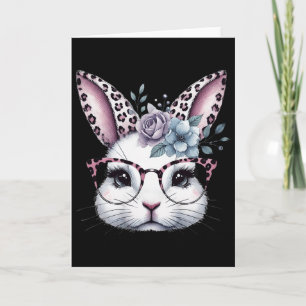 Cute Bunny Rabbit Face Gles Girls Happy Easter Day Card