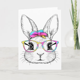 Cute Bunny Rabbit Face Happy Easter Day Women Girl Card