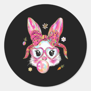 Cute bunny rabbit face happy easter day women girl classic round sticker