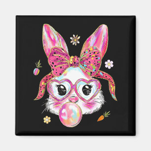 Cute bunny rabbit face happy easter day women girl magnet