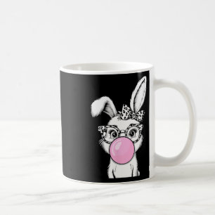 Cute Bunny Rabbit Face Leopard Bow Sungles Easter Coffee Mug