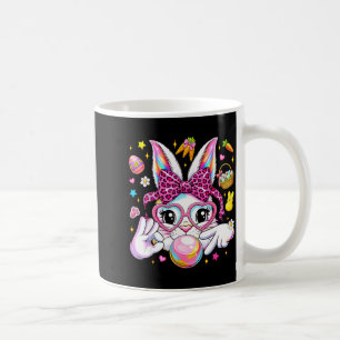 Cute bunny rabbit face leopard coquette bow six coffee mug
