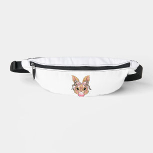 Cute Bunny Rabbit Face Leopard Glasses Girl Happy  Bum Bags