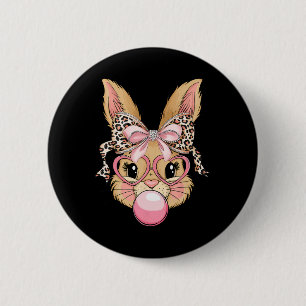 Cute Bunny Rabbit Face Leopard Gles Girl Happy Eas 6 Cm Round Badge