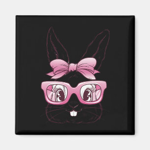 Cute Bunny Rabbit Face Pink Gles Bow Tie Happy Eas Magnet
