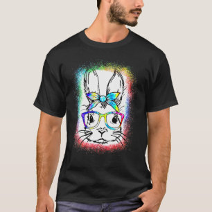 Cute Bunny Rabbit Face Tie Dye Glasses Bandanna Ea T-Shirt