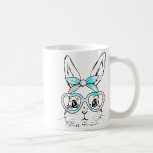 Cute Bunny Rabbit Face Tie Dye Glasses Girl Happy  Coffee Mug