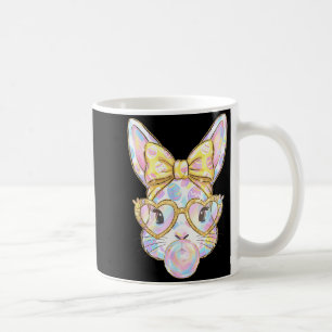 Cute bunny rabbit face tie dye glasses girl happy coffee mug