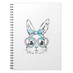 Cute Bunny Rabbit Face Tie Dye Glasses Girl Happy  Notebook