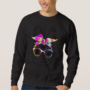 Cute Bunny Rabbit Face Tie Dye Glasses Girl Happy Sweatshirt