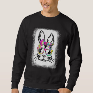 Cute Bunny Rabbit Face Tie Dye Glasses Girl Happy Sweatshirt