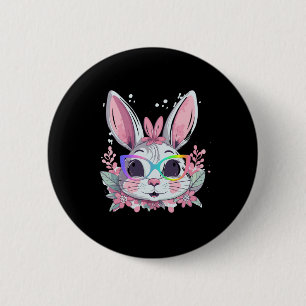 Cute Bunny Rabbit Face Tie Dye Gles Girl Happy Eas 6 Cm Round Badge