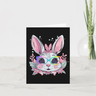 Cute Bunny Rabbit Face Tie Dye Gles Girl Happy Eas Card