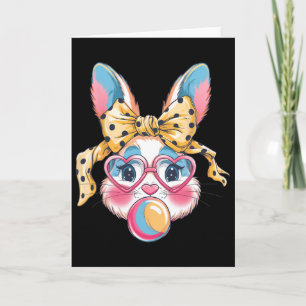 Cute Bunny Rabbit Face Tie Dye Gles Girl Happy Eas Card