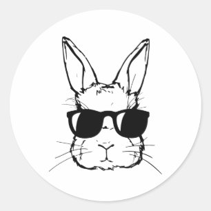 Cute Bunny Rabbit Face Tie Dye Gles Girl Happy Eas Classic Round Sticker