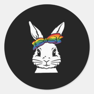 Cute Bunny Rabbit Face Tie Dye Gles Girl Happy Eas Classic Round Sticker