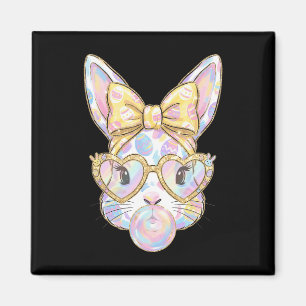 Cute Bunny Rabbit Face Tie Dye Gles Girl Happy Eas Magnet