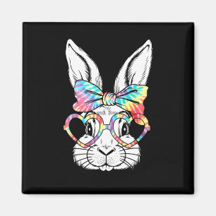 Cute Bunny Rabbit Face Tie Dye Gles Girl Happy Eas Magnet