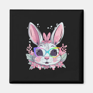 Cute Bunny Rabbit Face Tie Dye Gles Girl Happy Eas Magnet