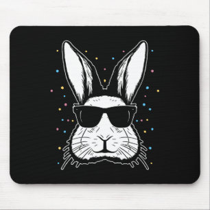 Cute Bunny Rabbit Face Tie Dye Gles Girl Happy Eas Mouse Pad