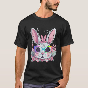 Cute Bunny Rabbit Face Tie Dye Gles Girl Happy Eas T-Shirt