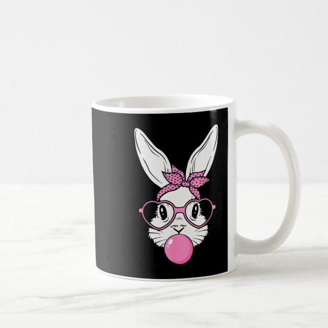 Cute bunny rabbit face with bandana heart glassesC Coffee Mug (Right)